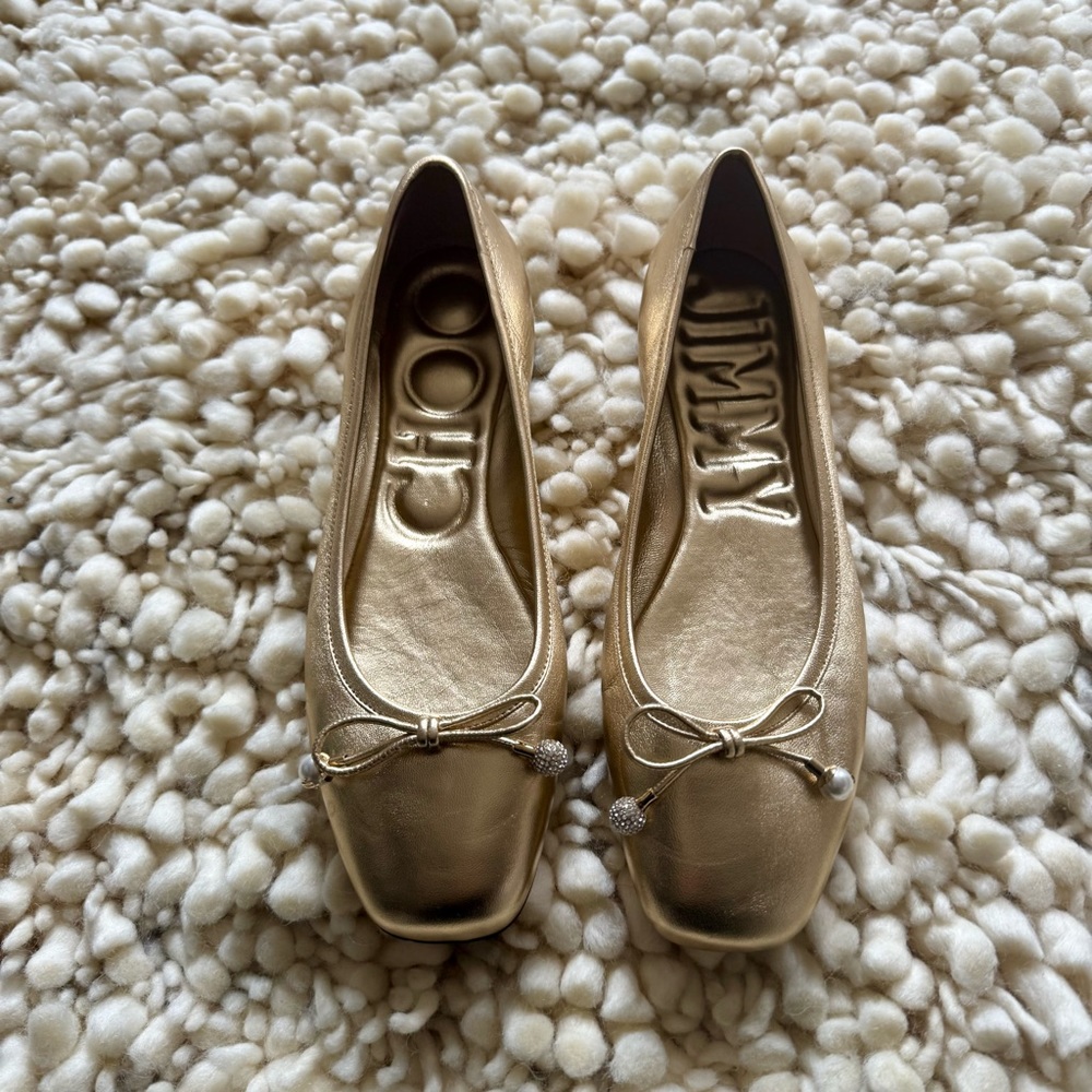 Jimmy Choo Elme Metallic Leather Ballet Flats